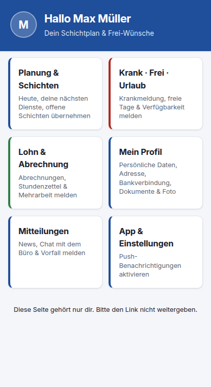 Postplan Mitarbeiter-App auf dem Handy